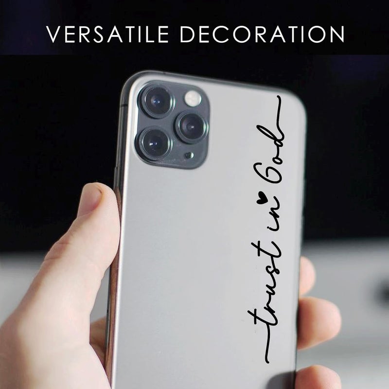 CYLDGNS 3 x Car Rear Mirror Vinyl Decal Stickers Water Bottle Decor Cute Laptop Sticker Aesthetic Tumbler Positive Affirmation Decal Car Rearview for Women Gift for Her (Black, Trust in God) - Image 5